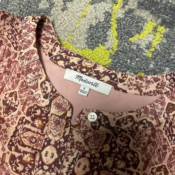 Madewll Drawstring Waist Lined Top in Mauve Kaleidoscope Print EUC Size Small - Picture 6 of 7